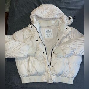 Hollister Cream Hooded Puffer Jacket